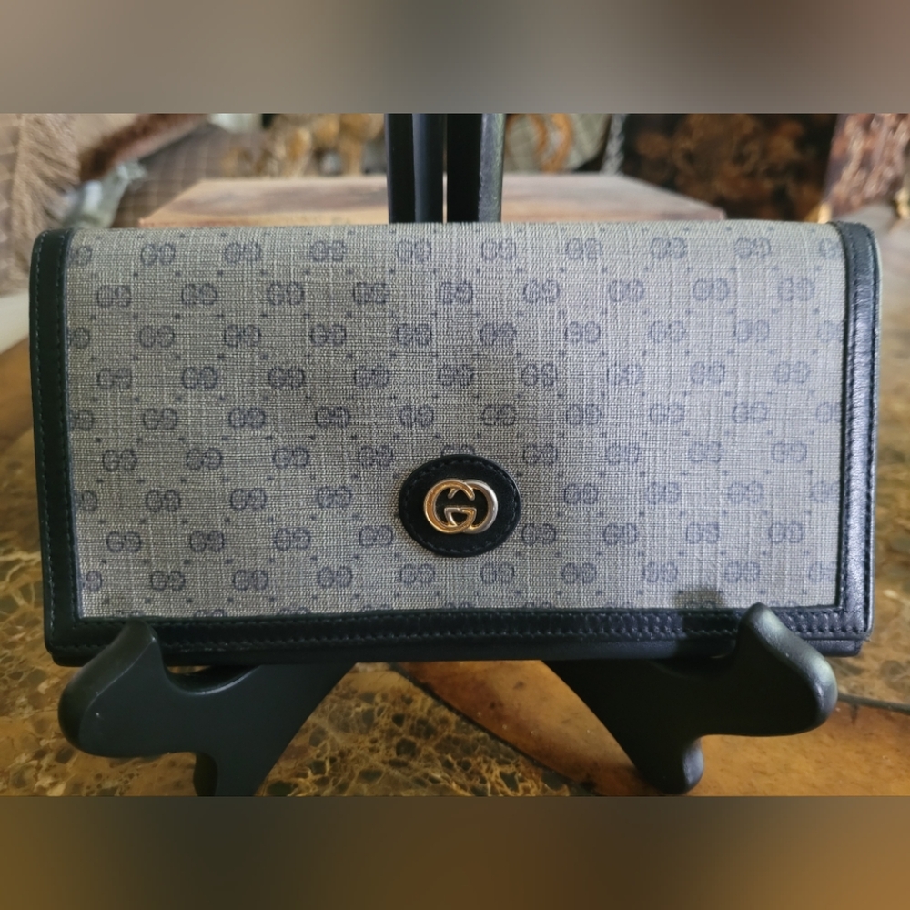 Gucci Blue and Black Vintage GG Wallet COA - Picture 9 of 10